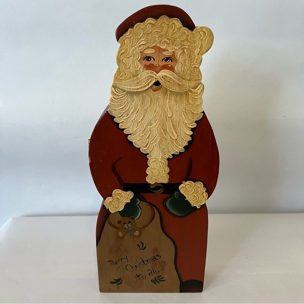 Vintage Wooden Hand Painted Santa